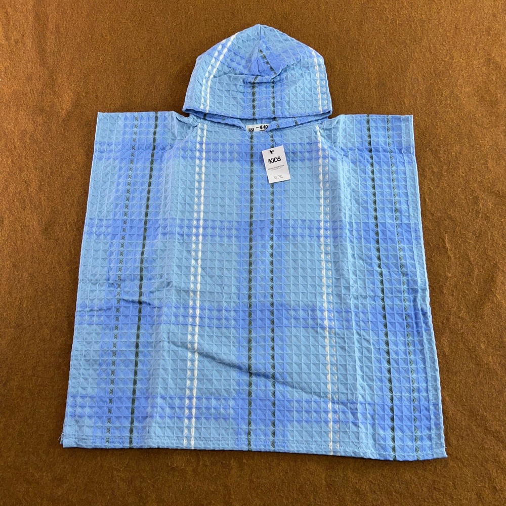 Cotton On Kids 4-10 Blue Waffle Check Hooded Towel Poncho NWT